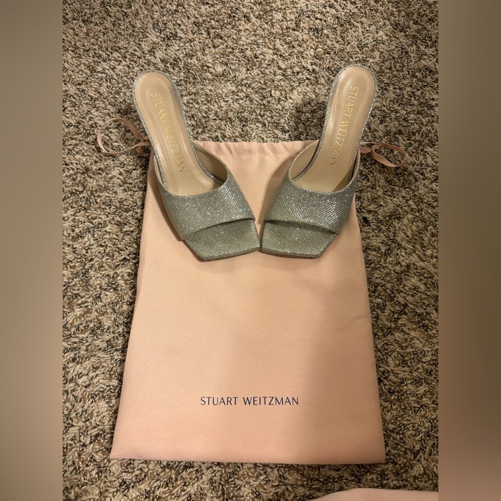 Stuart Weitzman glitter Tia square toe